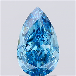 Picture of Lab Created Diamond 1.59 Carats, Pear with  Cut, Fancy Vivid Blue Color, VS2 Clarity and Certified by IGI