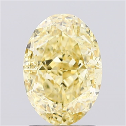 Picture of Lab Created Diamond 2.01 Carats, Oval with  Cut, Fancy Intense Yellow Color, VS2 Clarity and Certified by IGI