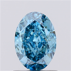 Picture of Lab Created Diamond 1.00 Carats, Oval with  Cut, Fancy Vivid Blue Color, VS2 Clarity and Certified by IGI