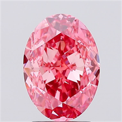 Picture of Lab Created Diamond 2.43 Carats, Oval with  Cut, Fancy Vivid Pink Color, VS1 Clarity and Certified by IGI