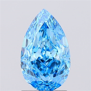 Picture of Lab Created Diamond 1.61 Carats, Pear with  Cut, Fancy Vivid Blue Color, VS1 Clarity and Certified by IGI