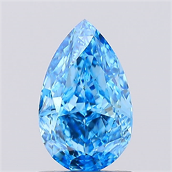 Picture of Lab Created Diamond 1.08 Carats, Pear with  Cut, Fancy Vivid Blue Color, VVS2 Clarity and Certified by IGI