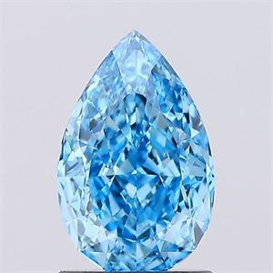 Picture of Lab Created Diamond 1.18 Carats, Pear with  Cut, Fancy Vivid Blue Color, VVS2 Clarity and Certified by IGI