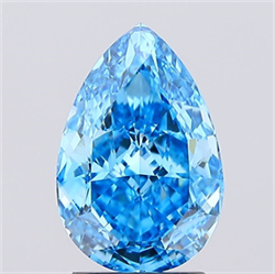 Picture of Lab Created Diamond 2.18 Carats, Pear with  Cut, Fancy Vivid Blue Color, VVS2 Clarity and Certified by IGI