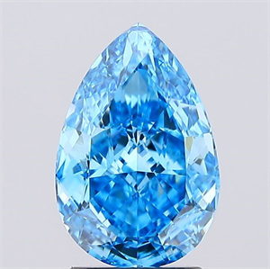 Picture of Lab Created Diamond 2.18 Carats, Pear with  Cut, Fancy Vivid Blue Color, VVS2 Clarity and Certified by IGI