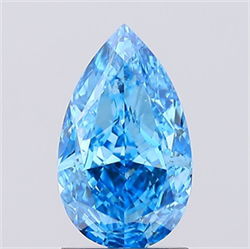 Picture of Lab Created Diamond 1.51 Carats, Pear with  Cut, Fancy Vivid Blue Color, VS2 Clarity and Certified by IGI