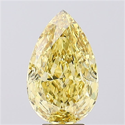 Picture of Lab Created Diamond 6.68 Carats, Pear with  Cut, Fancy Vivid Yellow Color, VS1 Clarity and Certified by IGI