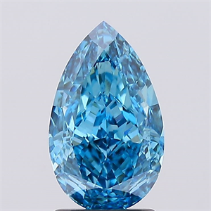 Picture of Lab Created Diamond 2.03 Carats, Pear with  Cut, Fancy Vivid Blue Color, VS1 Clarity and Certified by IGI