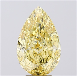 Picture of Lab Created Diamond 6.21 Carats, Pear with  Cut, Fancy Vivid Yellow Color, VS1 Clarity and Certified by IGI