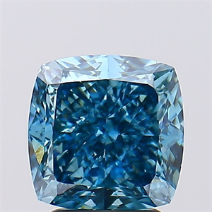 Picture of Lab Created Diamond 3.03 Carats, SQUARE CUSHION with  Cut, Fancy Vivid Blue Color, VS1 Clarity and Certified by IGI
