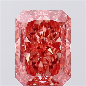 Picture of Lab Created Diamond 9.11 Carats, Radiant with  Cut, Fancy Vivid Pink Color, VS1 Clarity and Certified by IGI