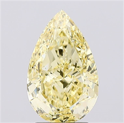 Picture of Lab Created Diamond 2.62 Carats, Pear with  Cut, Fancy Intense Yellow Color, VVS2 Clarity and Certified by IGI
