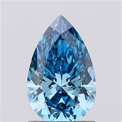 Picture of Lab Created Diamond 1.00 Carats, Pear with  Cut, Fancy Vivid Blue Color, VS1 Clarity and Certified by IGI