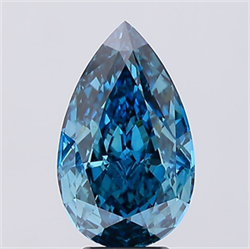 Picture of Lab Created Diamond 5.20 Carats, Pear with  Cut, Fancy Vivid Blue Color, VS2 Clarity and Certified by IGI