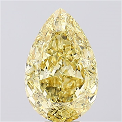 Picture of Lab Created Diamond 9.56 Carats, Pear with  Cut, Fancy Vivid Yellow Color, VS2 Clarity and Certified by IGI