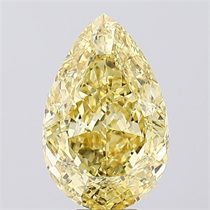 Picture of Lab Created Diamond 9.56 Carats, Pear with  Cut, Fancy Vivid Yellow Color, VS2 Clarity and Certified by IGI