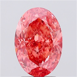 Picture of Lab Created Diamond 3.11 Carats, Oval with  Cut, Fancy Vivid Pink Color, VVS2 Clarity and Certified by IGI