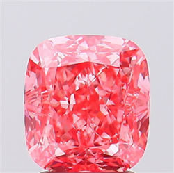 Picture of Lab Created Diamond 2.57 Carats, Cushion with  Cut, Fancy Vivid Pink Color, VVS2 Clarity and Certified by IGI