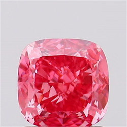 Picture of Lab Created Diamond 1.08 Carats, SQUARE CUSHION with  Cut, Fancy Vivid Pink Color, VS2 Clarity and Certified by IGI