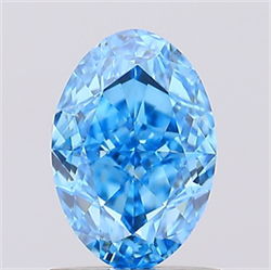 Picture of Lab Created Diamond 1.13 Carats, Oval with  Cut, Fancy Vivid Blue Color, VS1 Clarity and Certified by IGI