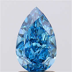 Picture of Lab Created Diamond 1.59 Carats, Pear with  Cut, Fancy Vivid Blue Color, VS2 Clarity and Certified by IGI