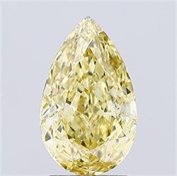 Picture of Lab Created Diamond 2.03 Carats, Pear with  Cut, Fancy Intense Yellow Color, VS2 Clarity and Certified by IGI
