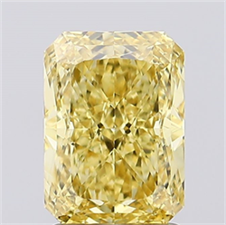 Picture of Lab Created Diamond 2.12 Carats, Radiant with  Cut, Fancy Vivid Yellow Color, VVS2 Clarity and Certified by IGI