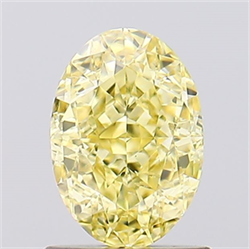 Picture of Lab Created Diamond 1.24 Carats, Oval with  Cut, Fancy Intense Yellow Color, VS2 Clarity and Certified by IGI