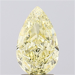 Picture of Lab Created Diamond 2.14 Carats, Pear with  Cut, Fancy Intense Yellow Color, VS1 Clarity and Certified by IGI