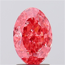 Picture of Lab Created Diamond 2.02 Carats, Oval with  Cut, Fancy Vivid Pink Color, VS1 Clarity and Certified by IGI
