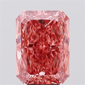 Picture of Lab Created Diamond 6.47 Carats, Radiant with  Cut, Fancy Vivid Pink Color, VS1 Clarity and Certified by IGI