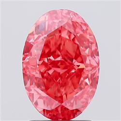 Picture of Lab Created Diamond 2.51 Carats, Oval with  Cut, Fancy Vivid Pink Color, VS1 Clarity and Certified by IGI