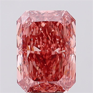 Picture of Lab Created Diamond 8.18 Carats, Radiant with  Cut, Fancy Vivid Pink Color, VS1 Clarity and Certified by IGI