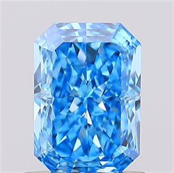 Picture of Lab Created Diamond 1.09 Carats, Radiant with  Cut, Fancy Vivid Blue Color, VVS1 Clarity and Certified by IGI