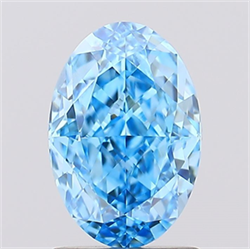 Picture of Lab Created Diamond 1.61 Carats, Oval with  Cut, Fancy Vivid Blue Color, VVS1 Clarity and Certified by IGI