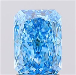 Picture of Lab Created Diamond 1.60 Carats, Radiant with  Cut, Fancy Vivid Blue Color, VS1 Clarity and Certified by IGI