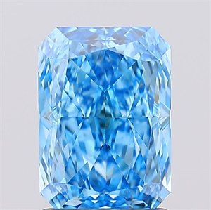 Picture of Lab Created Diamond 1.60 Carats, Radiant with  Cut, Fancy Vivid Blue Color, VS1 Clarity and Certified by IGI