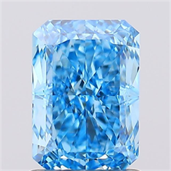 Picture of Lab Created Diamond 1.53 Carats, Radiant with  Cut, Fancy Vivid Blue Color, VS1 Clarity and Certified by IGI