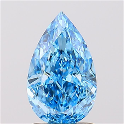 Picture of Lab Created Diamond 1.56 Carats, Pear with  Cut, Fancy Vivid Blue Color, VS1 Clarity and Certified by IGI