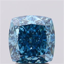 Picture of Lab Created Diamond 2.63 Carats, SQUARE CUSHION with  Cut, Fancy Vivid Blue Color, VS1 Clarity and Certified by IGI