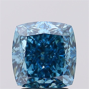 Picture of Lab Created Diamond 2.63 Carats, SQUARE CUSHION with  Cut, Fancy Vivid Blue Color, VS1 Clarity and Certified by IGI