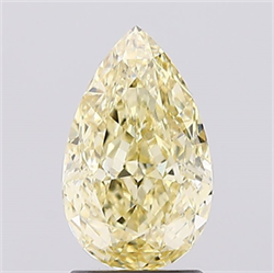 Picture of Lab Created Diamond 2.01 Carats, Pear with  Cut, Fancy Intense Yellow Color, VS2 Clarity and Certified by IGI