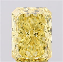 Picture of Lab Created Diamond 2.26 Carats, Radiant with  Cut, Fancy Vivid Yellow Color, VS2 Clarity and Certified by IGI