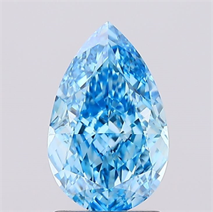 Picture of Lab Created Diamond 1.57 Carats, Pear with  Cut, Fancy Vivid Blue Color, VVS2 Clarity and Certified by IGI