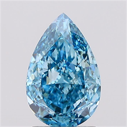 Picture of Lab Created Diamond 1.52 Carats, Pear with  Cut, Fancy Vivid Blue Color, VS2 Clarity and Certified by IGI