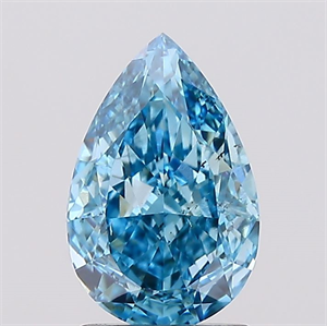 Picture of Lab Created Diamond 1.52 Carats, Pear with  Cut, Fancy Vivid Blue Color, VS2 Clarity and Certified by IGI