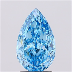 Picture of Lab Created Diamond 2.01 Carats, Pear with  Cut, Fancy Vivid Blue Color, VS2 Clarity and Certified by IGI