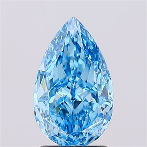 Picture of Lab Created Diamond 2.01 Carats, Pear with  Cut, Fancy Vivid Blue Color, VS2 Clarity and Certified by IGI