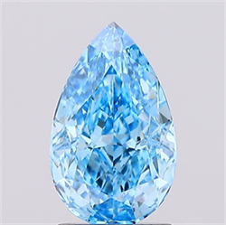 Picture of Lab Created Diamond 1.60 Carats, Pear with  Cut, Fancy Vivid Blue Color, VVS2 Clarity and Certified by IGI