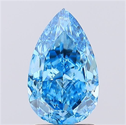 Picture of Lab Created Diamond 2.16 Carats, Pear with  Cut, Fancy Vivid Blue Color, VS2 Clarity and Certified by IGI